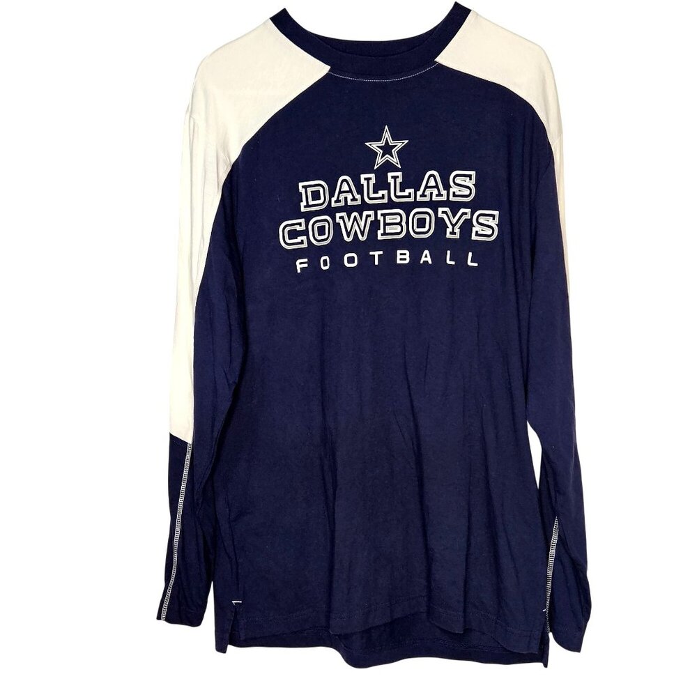 Dallas Cowboys Long Sleeve Raglan Shirt Navy & White M 100% Cotton S M